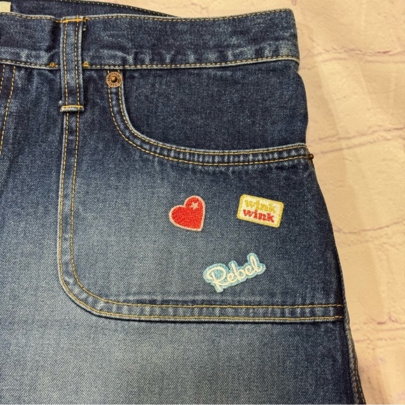 ABERCROMBIE & FITCH abercrombie girl’s Denim Mini Skirt with Patches sz 16 EUC - Picture 8 of 8